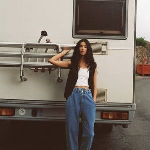 Zara High Rise Paper Bag Waist Tapered Jean NWT SZ 40/8